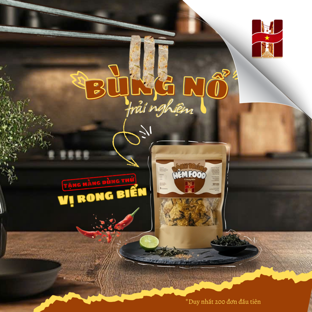 poster giới thiệu bánh tráng rong biển từ Hẻm Food